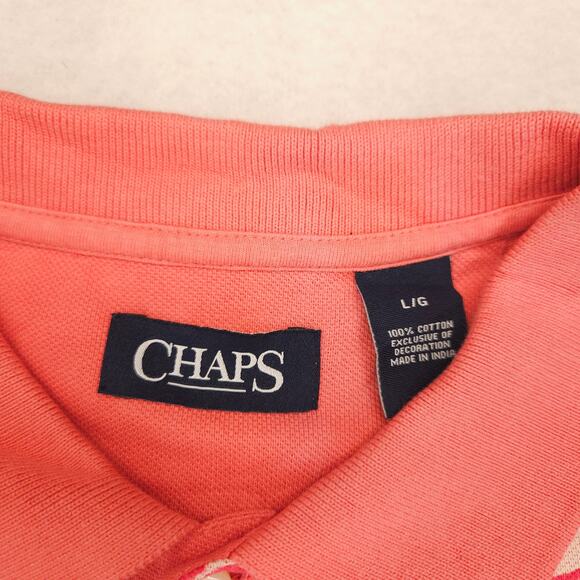 Chaps Casual Short Sleeve Collared Polo Shirt Adult Mens Size Large L Pink - Picture 3 of 10